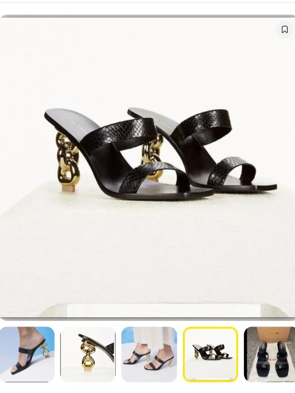 Cult Gaia Vivianne Embossed Leather Black Slide Sandals Size 38.5